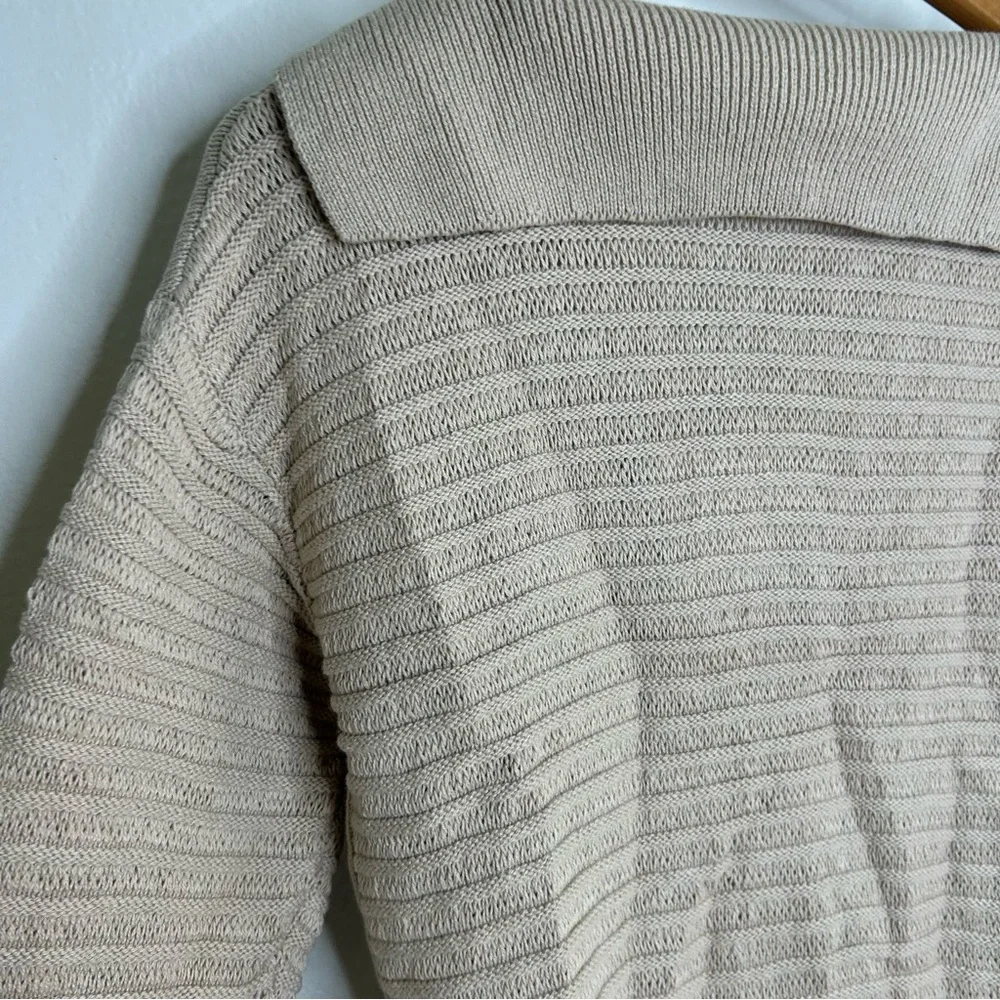 NWT 100% Cotton Tan Textured Pullover Sweater Stitches & Stripes Size XS